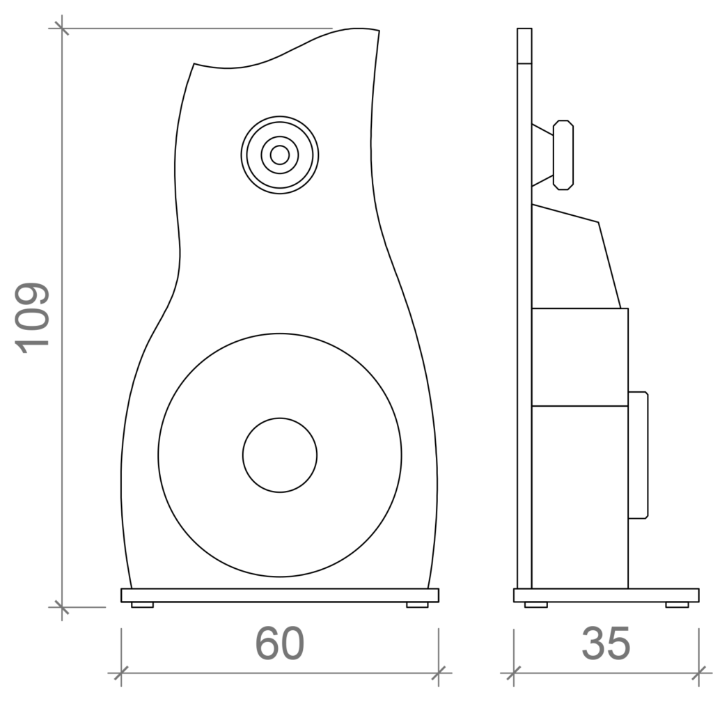 PurSon, Dimensions, grand modèle, Hifi, Haut-parleurs, Baffle-plan, Enceinte ouverte, haut-gamme, audiophil, chêne massif, Musique, Sono, pur son, pure son, son pur, son pure, ourson,